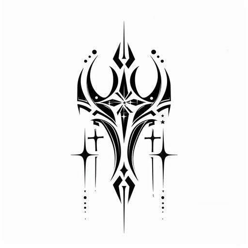 Black tribal tattoo sketch of the Gemini constellation