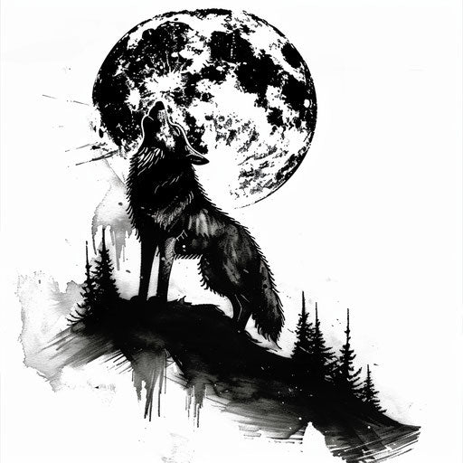 Howling wolf at moon curse mark tattoo