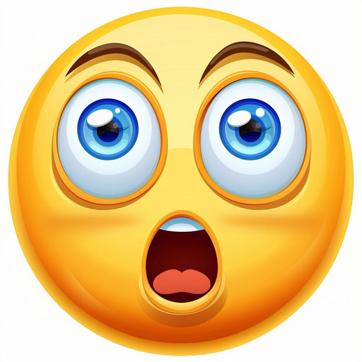 Yellow circle with blue eyes and open mouth