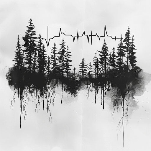 Matching heartbeat lines, in the style of Peter Jackson