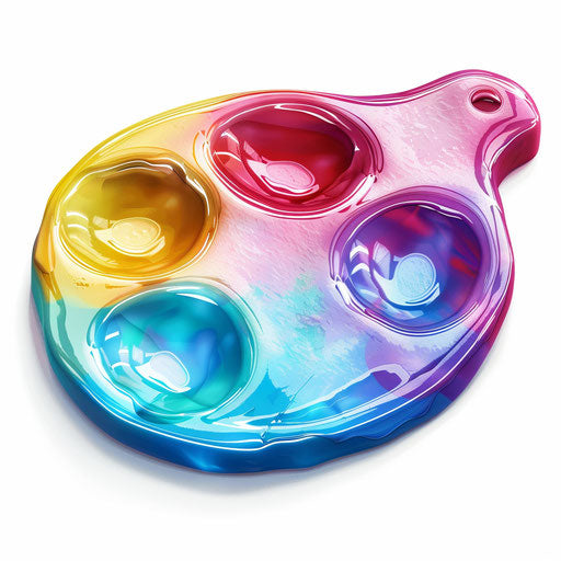 Art palette clipart in a photo realistic style on white background