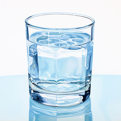 Glass of water clipart in the style of oil painting, on white background