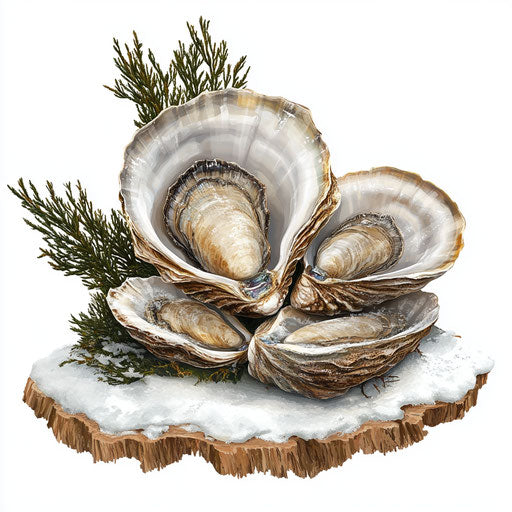 Photo realistic clipart of Oysters, high resolution, isolated