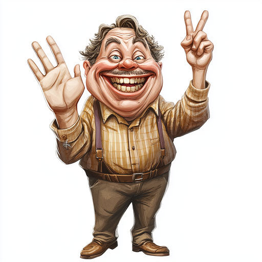 Humorous caricature of a faith caricature with human characteristics