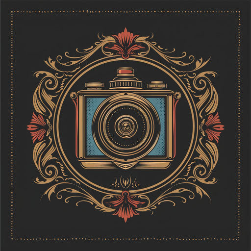 Classic photography logo with traditional colors on heritage background