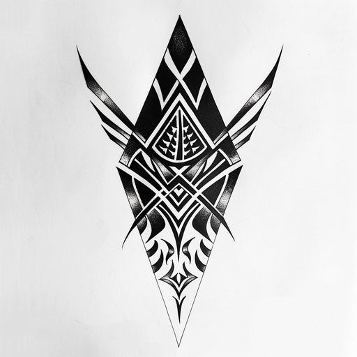 Traditional tribal triangle tattoo drawing