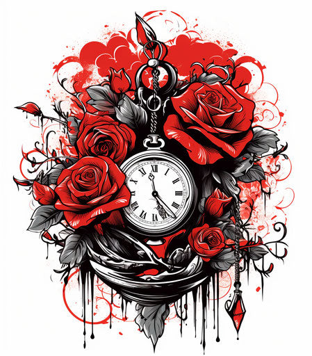 Pocket watch with roses