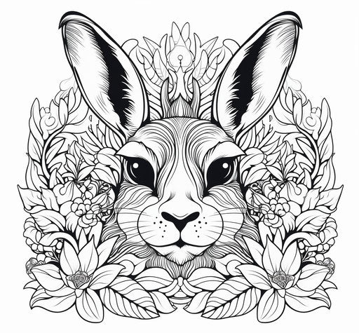 Black and grey rabbit face coloring page