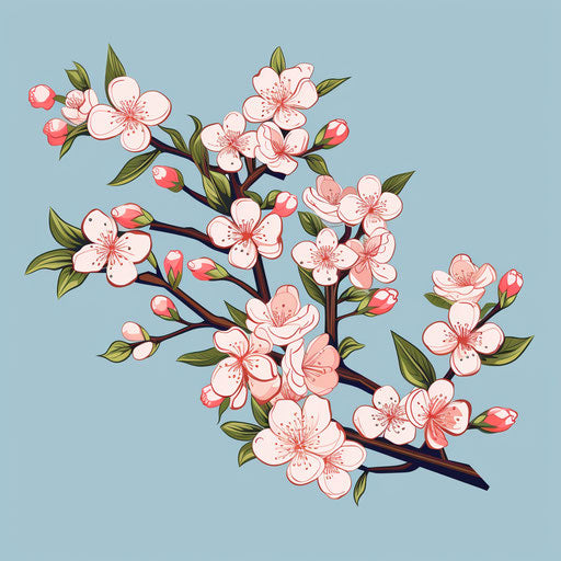 Blossom branch vector illustration, post-impressionist style