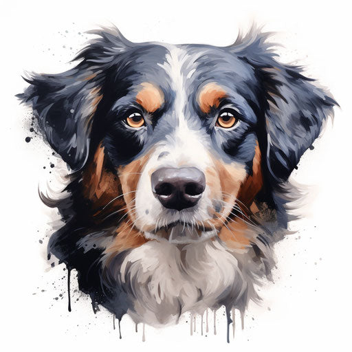 Dog face clipart in the style of Oil painting, on a white background