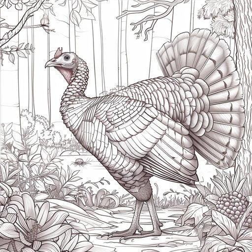 Turkey in a lush forest