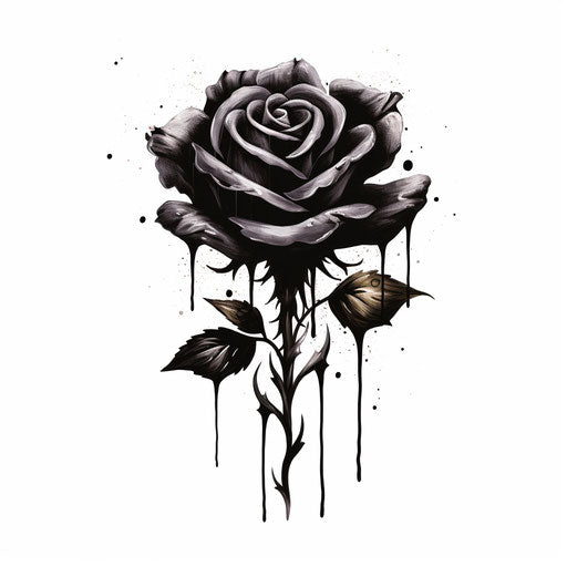 A chic and elegant black rose, graphic illustration style
