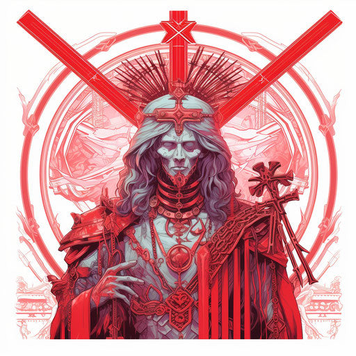 The king with the cross, st john, minimalist line art