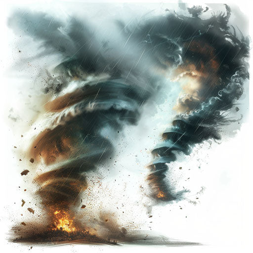 Realistic tornado clip art on flat white background with deep shadows