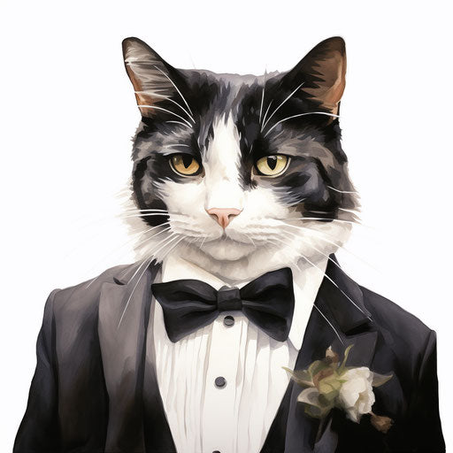 Tuxedo clipart in the style of oil painting