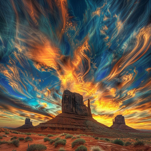 Monument Valley under vibrant skies
