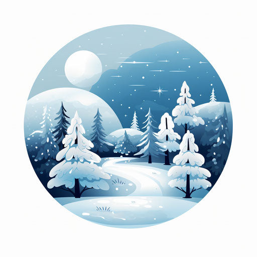 Minimalist snow illustration on white background