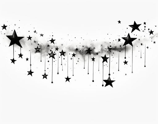 Black and white stars tattoo design, transparent png