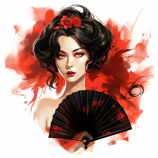 Fan illustration in the style of Chiaroscuro Art