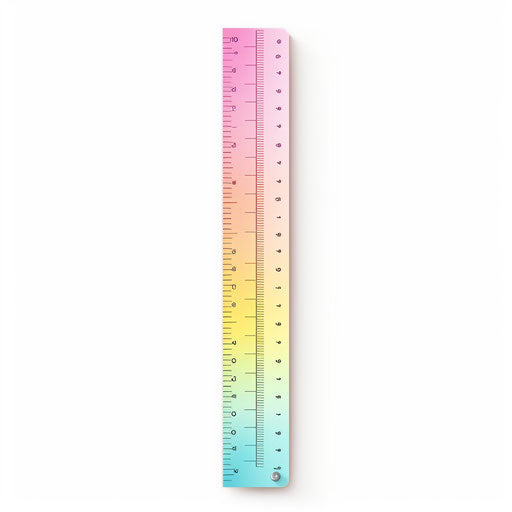 Ruler in the style of pastel colors on white background