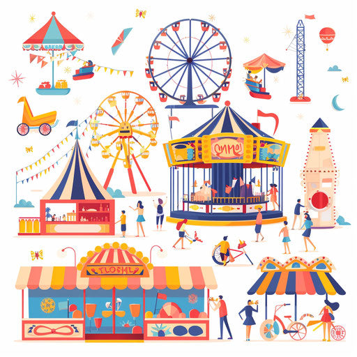 Realistic fair clipart on flat white background