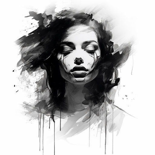 Ink drawing in the style of Chiaroscuro Art, on a white background