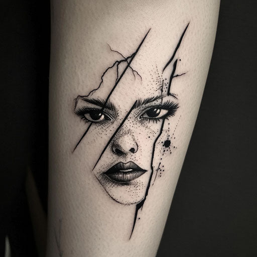 Small face tattoos with a dynamic lightning bolt