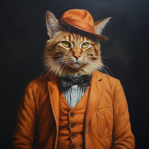 Orange cat dressed like a man