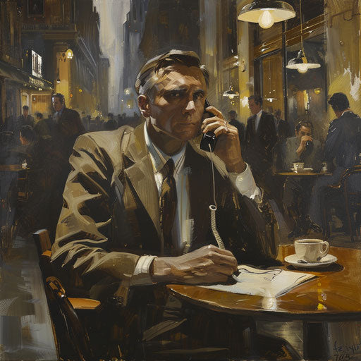 Businessman on phone in busy café