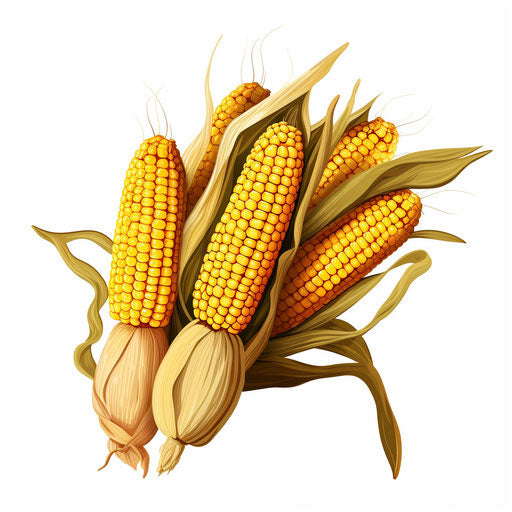 Corn illustration in the style of Chiaroscuro Art, on white background