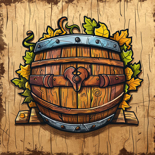 Hand-drawn cartoon logo on rustic background