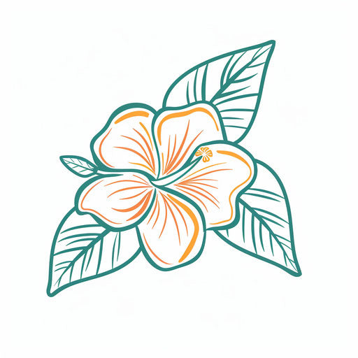 Simple Hawaiian flower outline tattoo sketch in contrast