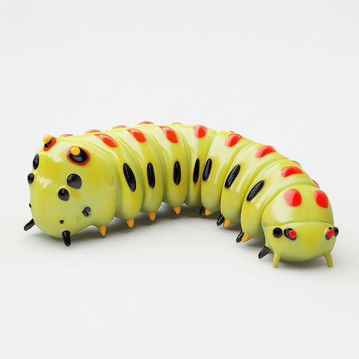 3D caterpillar on flat white background