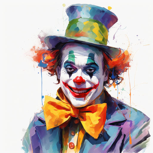 Clown clipart in the style of Oil painting, on a white background