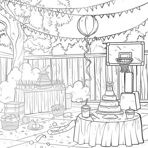 Fun basketball-themed birthday party with decorations and cake