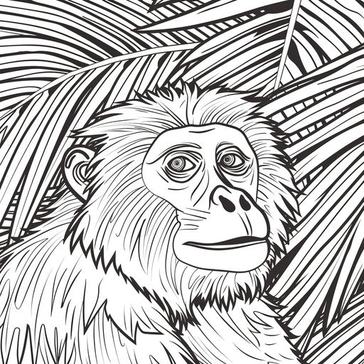 Simple and bold monkey silhouette with a tropical background