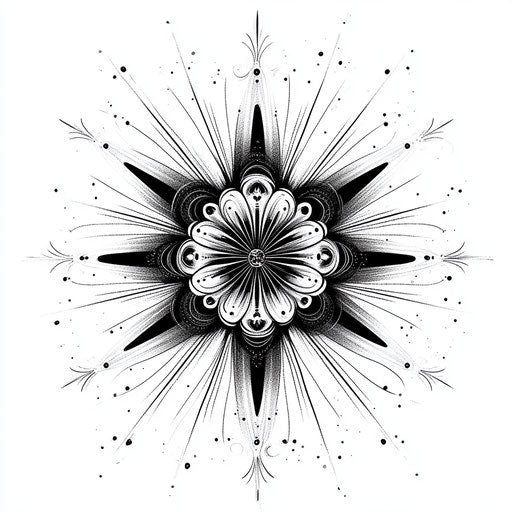 Clipart style mandala hand tattoo sketch on pure white