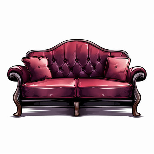 Sofa clipart in the style of Chiaroscuro Art, on white background
