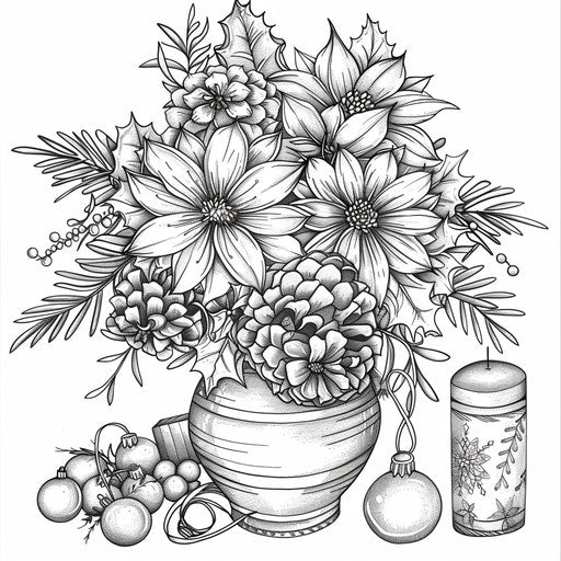 Festive floral arrangements with holiday decorations