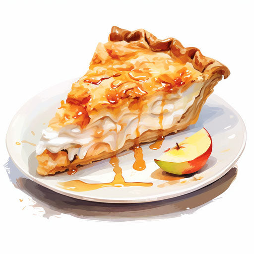 Apple pie in Impressionistic Art style, on white background