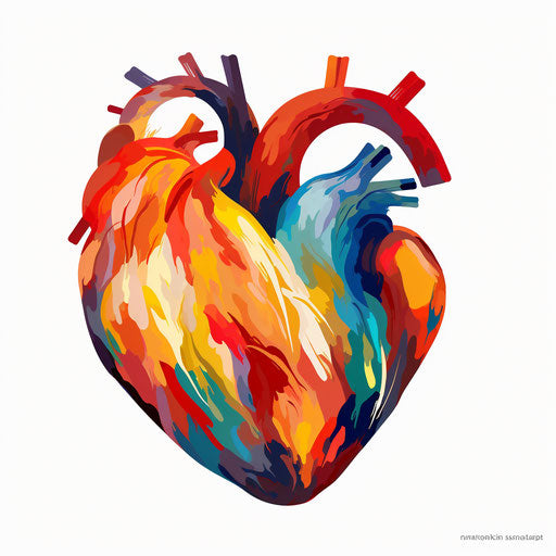 Human heart in Impressionistic Art style, on white background