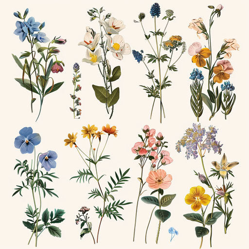 Wildflower tattoos with a vintage flair