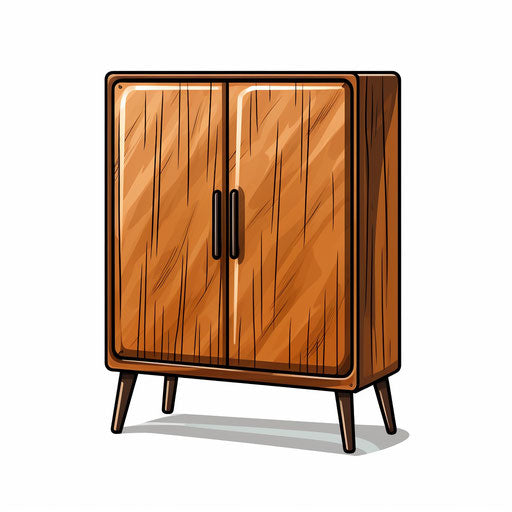 Minimalist style illustration of cabinet, on white background