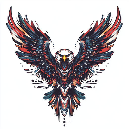 Eagle and American flag chest tattoo