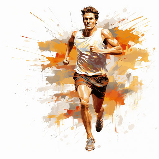 Running clipart in the style of oil painting, on a white background