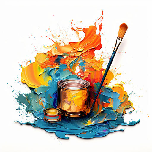 Oil painting style clipart on white background