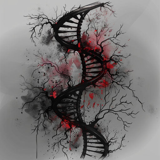 Horror-themed DNA tattoo sketch in clipart style