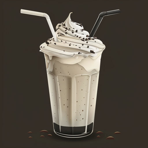 Realistic milkshake clipart on dark background with dramatic contrast