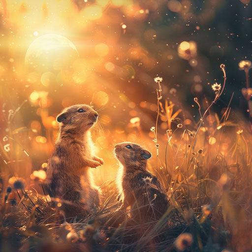 Prairie dogs in a magical setting