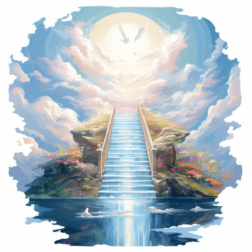 Heaven clipart in the style of Oil painting on white background